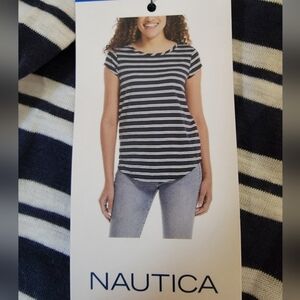 NWT Nautica Keyhole back Striped Shirt Size Large